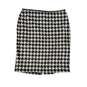 Talbots Black White Houndstooth Wool Pencil Mini Skirt Petite 6 NWT